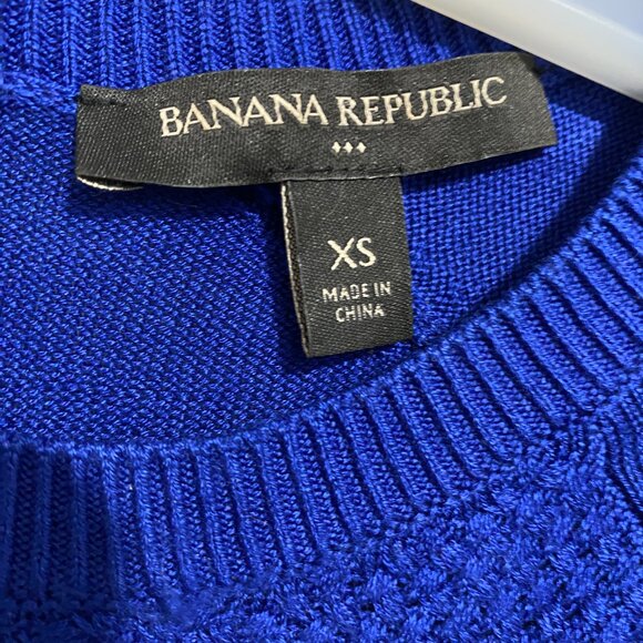 Banana Republic Blue Textured Knit Sweater XS | Lightweight Crewneck Pullover - Picture 2 of 7